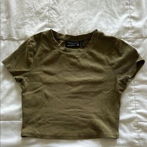 Olive Short Sleeve Crop Top